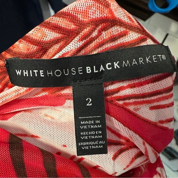 White House Black Market Size 2 Tropical‎ Wave Mesh MIDI Wrap Skirt NWT $120 - Picture 3 of 14